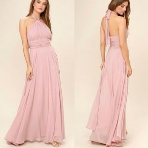 Lulu's Pink Chiffon Halter Gown - Medium